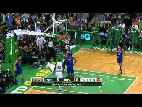 Rajon Rondo Gets the Crazy Shot and the Foul on Lin (Knicks - 3/4/12)