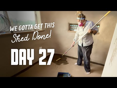 Get This Shed Done - Day 27 - First linseed oil coat on the floor, and exterior decorative cob
