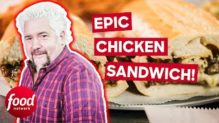 Guy Fieri Tries DELICIOUS 109 Chestnut Chicken Sandwich! | Diners, Drive-Ins & Dives