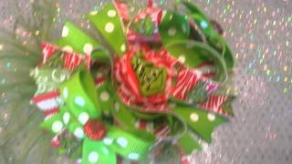 Musical Christmas Grinch Hair Bow by Suzie Q's Boutique