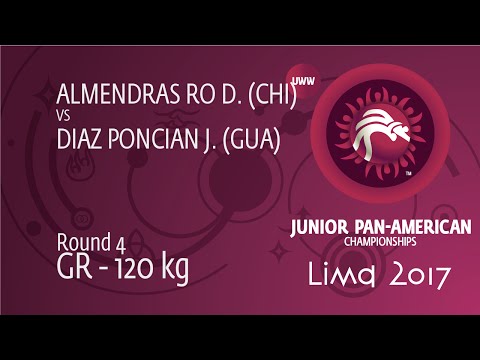 Round 4 GR - 120 kg: J. DIAZ PONCIAN (GUA) df. D. ALMENDRAS RO (CHI) by FALL, 4-0