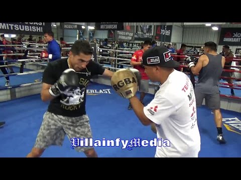 JOSESITO LOPEZ WORKING MITTS WITH ROBERT GARCIA; FIGHTS THIS SUNDAY THE NOVO DTLA