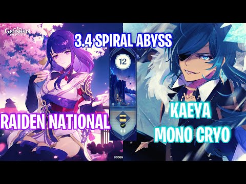 3.4 SPIRAL ABYSS || Raiden National and Kaeya-Shenhe Mono Cryo Team Floor 12 || 【Genshin Impact】