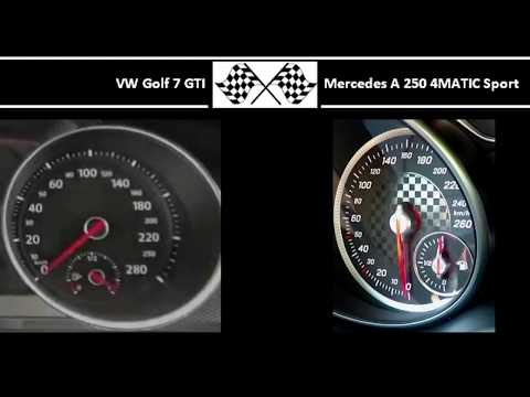 VW Golf 7 GTI VS. Mercedes A 250 4MATIC Sport - Acceleration 0-100km/h