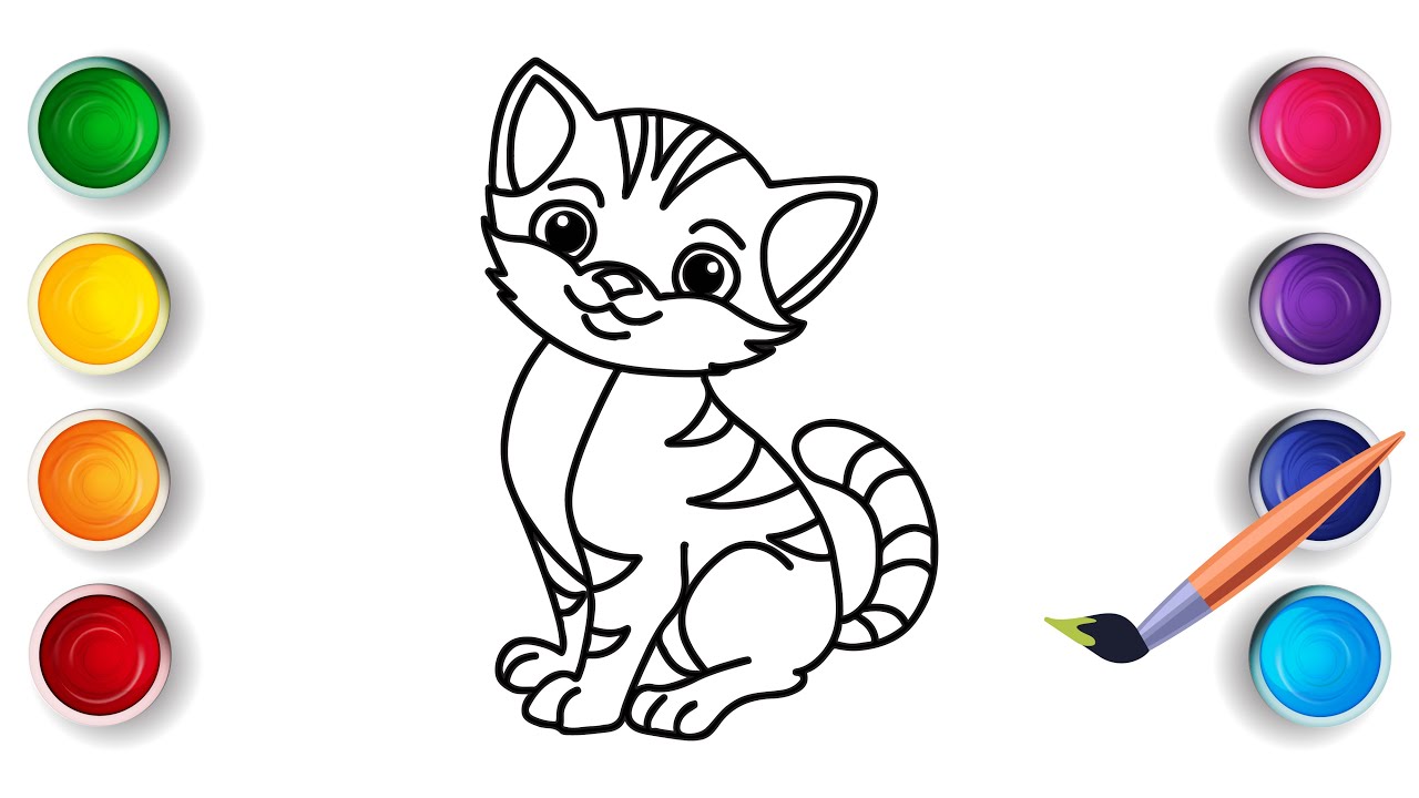 Cat Coloring Pages for Kids  Educational Coloring Videos