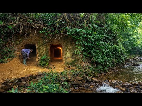 Full video of 100 days of survival in the forest and making a shelter underground alone