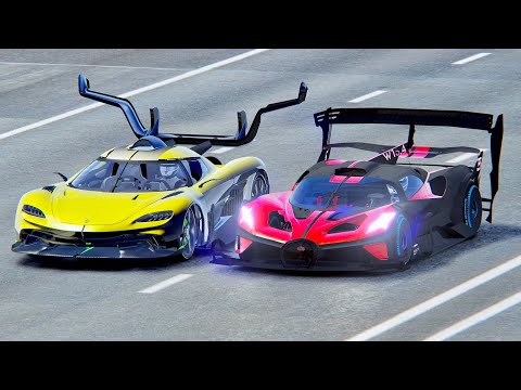 Bugatti Bolide GTR vs Koenigsegg Tornado Concept - Drag Race