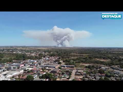 Incêndio na zona rural de Paranatinga causa nuvem de fumaça