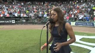 Ruby Amanfu - The Star Spangled Banner - Detroit Tigers vs New York Yankees - August 7, 2012