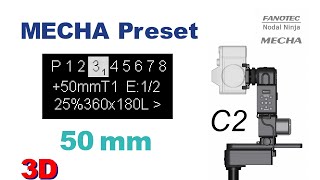 MECHA C2 Preset for 50mm Focal Length, Panorama 360x180, 25% Overlap – 3D