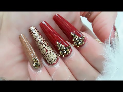 Uñas acrílicas Azules con efecto de plumones / Brillosas y elegantes