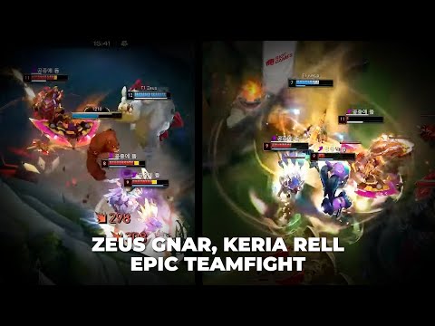 INSANE!!!! Gnar and Keria Rell's Epic Teamfight | T1 Zeus, Keria