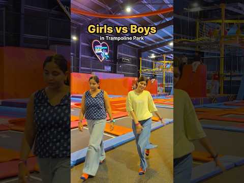 Girls vs Boys in Trampoline Park 🤣🤌🏻 #shorts