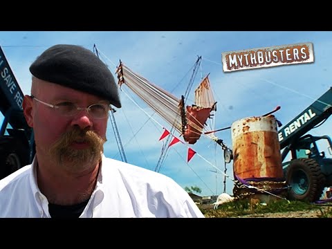 Can Human Projectiles Cross the Border? (Building a Human Slingshot!) | MythBusters