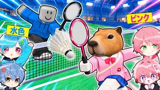 ピンクvs水色で『バドミントン対決』したら楽しすぎたｗｗｗ【ロブロックス】【みそらくん / てるとくん / まひとくん / ぜるふぃー】