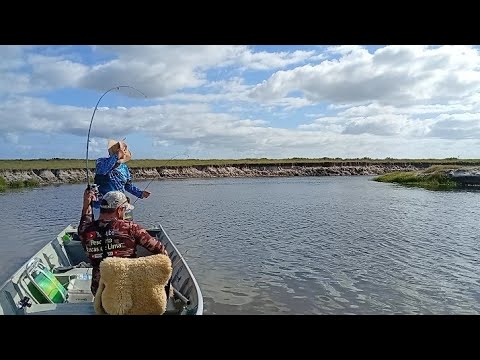 PESCARIA NOS CANAIS EM NOVA TRAMANDAÍ RS VEIO TRÊS NUMA PUXADA 