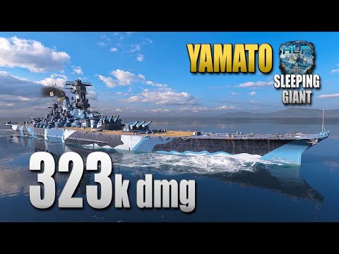 Battleship Yamato on map Sleeping Giant, 323k damage - World of Warships