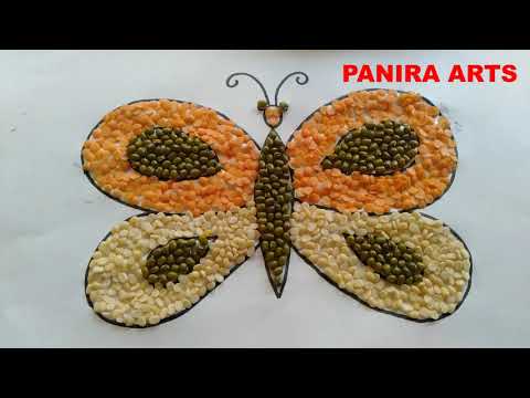 How to make butterfly using pulses |craft using Dal |School project for kids pulses craft PaniraArts
