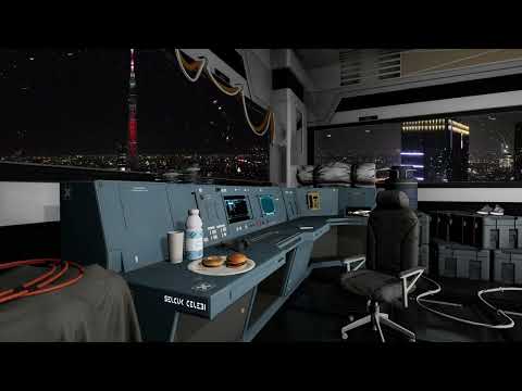 4K Rain on Cyberpunk-Themed Apartment. Sci-Fi Ambiance for Sleep, Study, Relaxation