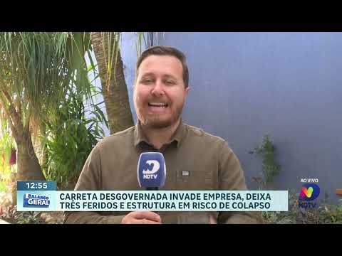 Carreta desgovernada invade empresa e deixa feridos em Vargeão