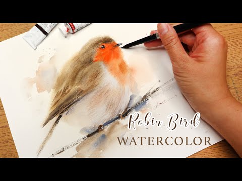 How To Paint A Robin Bird Step By Step Watercolor Tutorial Using Wet-On-Wet Technique