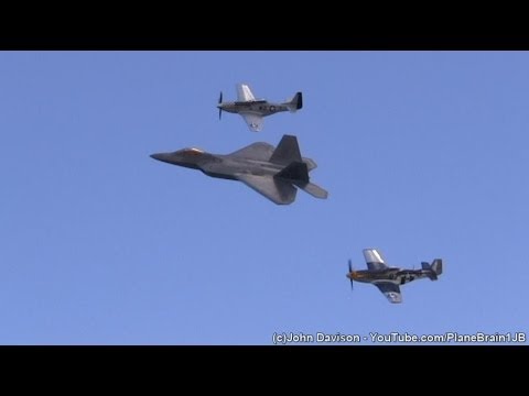 2014 R.I. Airshow @Quonset - F-22 Demo & USAF Heritage Flight