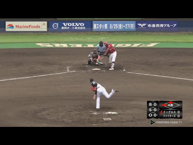 【ファーム】ファイターズ・高梨がイーグルス・オコエに先制のタイムリー2ベースヒットを打たれる 2017/8/3 F-E(ファーム)