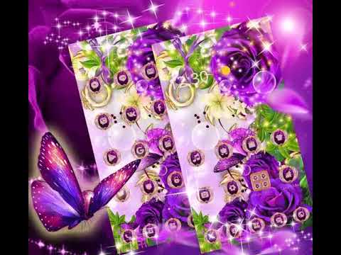 Purple Flowers Butterfly Diamond Theme Video