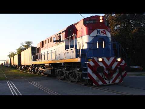 [4K] Colorido tren de NCA con destino a Ferreyra pasando por Marcos Juárez al amanecer!!!!!!
