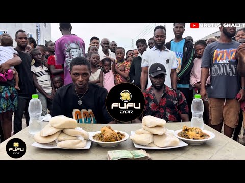 EATING COMPETITION FIRST PERSON TO FINISH FUFU & OKRA SOUP WIN 100,000