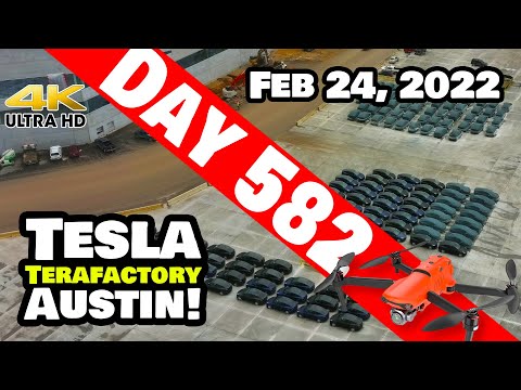 MODEL Y PRODUCTION RAMPS UP AT GIGA TEXAS! - Tesla Gigafactory Austin 4K  Day 582 - 2/24/22 - Tesla