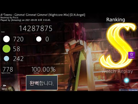 [osu! catch] A*Teens - Gimme! Gimme! Gimme! (Nightcore Mix) [D.N.Angel] +DT 100% SS FC 337pp