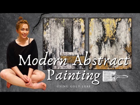DIY 2X Extra Large Modern Abstract Paintings Using Gold Leaf Technique/ Speed Painting/ FMHartworks