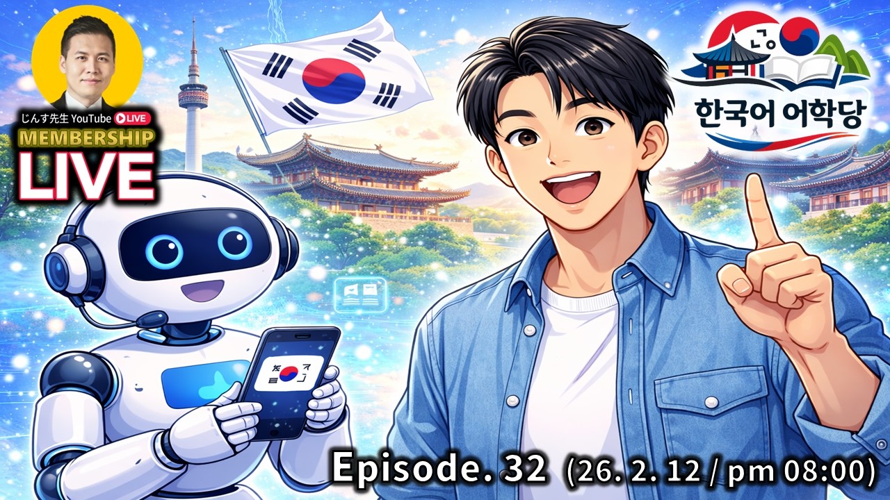 (26. 2. 12 配信) "LIVE 한국어 어학당"『 AI時代、韓国語(or外国語)を学ぶ価値は？ 』 ～ じんす先生の韓国語ライブ  ～ ep. 32