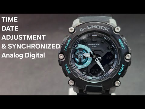 HOW TO SET TIME AND DATE CASIO G-SHOCK GA-2200 | SYNCHRONIZE DIGITAL & ANALOG