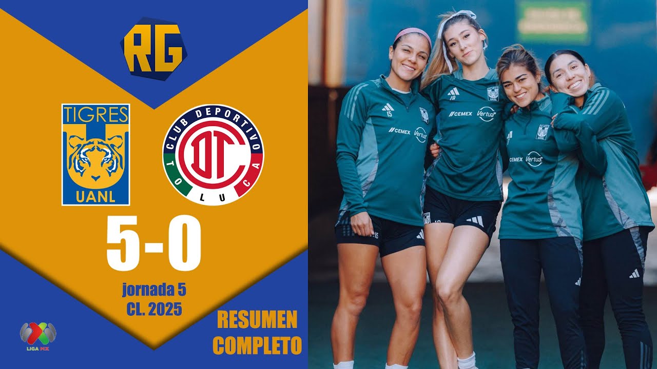 RESUMEN y GOLES | Tigres FEMENIL 5-0 Toluca | LIGA MX FEMENIL - Jornada 5 Clausura 2025