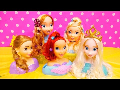 Doing Hairstyles for Elsa, Anna, Rapunzel, Ariel, and Cinderella | Family Fun Video