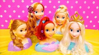 Kids Toys Disney Princess Doll Heads to Do Hairstyles With - Elsa, Anna, Ariel, Cinderella, Rapunzel
