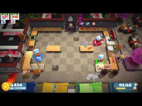 Overcooked 2 Level 1-1 4 stars. 3 players co-op
