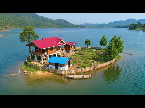 The woman spent an entire year building her dream home on a deserted island. | by@HoangThiLuyen22