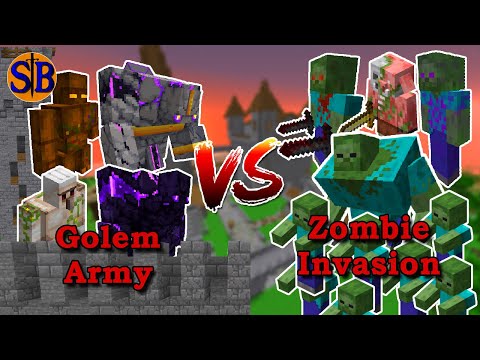 Can The Golem Army Defend the Castle from The Zombie Invasion | Minecraft Mob Battle