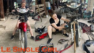 SINGLE GIRL REPAIR GENIUS: Motorcycle repair | Replace spare parts for customers
