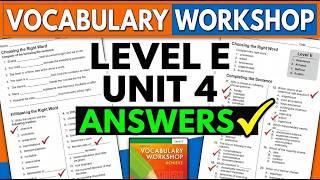 Vocabulary Workshop Level E Unit 4 Answers 2026 Complete Study Guide and Answer Key