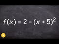 Graphing and describing transformations of a quadratic equation