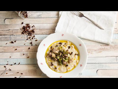 Frascarelli abruzzesi con fave e pancetta