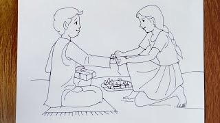 How to Draw Raksha Bandhan for beginners | Raksha Bandhan Drawing | Sketches