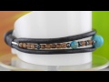 B-411 Sterling Silver,Leather,Turquoise,Wood & Hematite Bracelet