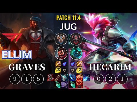 T1 Ellim Graves vs Hecarim Jungle - KR Patch 11.4