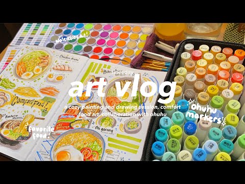 🌱cozy art vlog with ohuhu watercolors and art markers 🌱