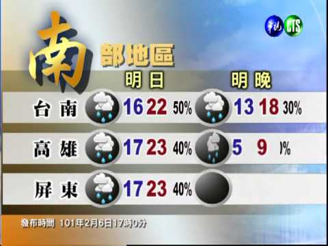 二月六日華視晚間氣象